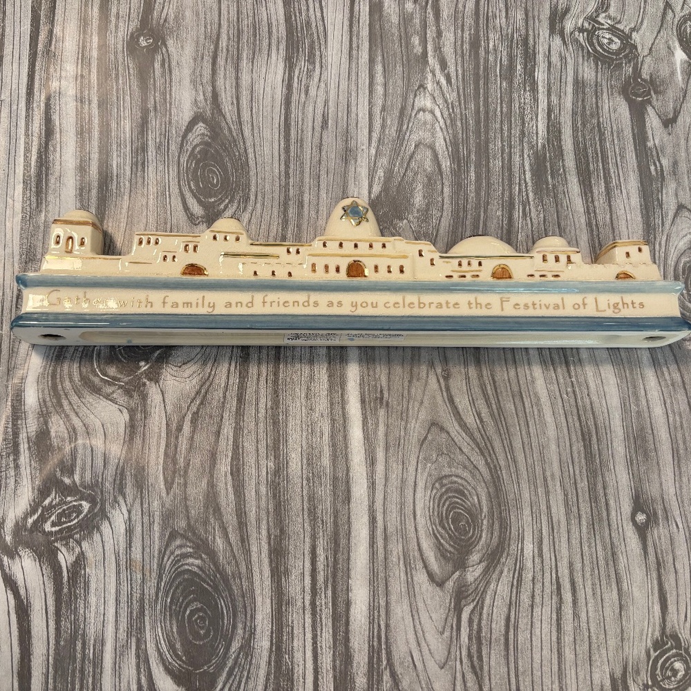 Russ Berrie Vintage Ceramic Menorah New in Box